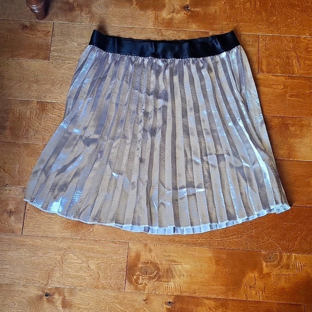 Charlotte Russe Metallic Silver Pleated Skirt Size X1